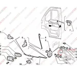 Тяга замка двери передней правой Fiat Ducato 1301215808 1301215650 Тяга замка двери передней правой Fiat Ducato 1301215808 1301215650