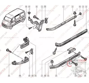 Ролик боковой левой сдвижной двери нижний с рычагом Renault Master 7700352382 Ролик боковой левой сдвижной двери нижний с рычагом Renault Master 7700352382