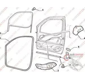 Уплотнитель стекла передней двери правой Fiat Doblo 51883272 Уплотнитель стекла передней двери правой Fiat Doblo 51883272