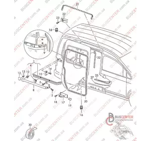 Упор боковой раздвижной левой двери  верхний Volkswagen Caddy 2K08843313B Упор боковой раздвижной левой двери  верхний Volkswagen Caddy 2K08843313B