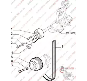 Натяжной ролик генератора Fiat Ducato 9627860780 93-1143 Натяжной ролик генератора Fiat Ducato 9627860780 93-1143