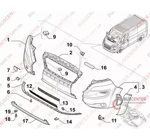 Клык бампера передний левый Fiat Ducato 1612473480 CM 12218 Клык бампера передний левый Fiat Ducato 1612473480 CM 12218