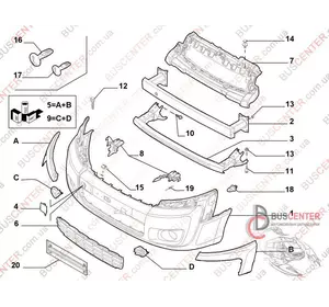 Решетка бампера Fiat Scudo 9467046680 Решетка бампера Fiat Scudo 9467046680