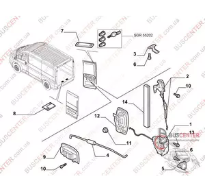 Тяга ручки задней правой двери Fiat Ducato 1352224080 Тяга ручки задней правой двери Fiat Ducato 1352224080