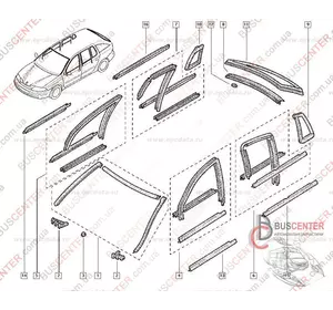 Уплотнитель стекла задней двери левой (наружный) Renault Laguna 8200001597 Уплотнитель стекла задней двери левой (наружный) Renault Laguna 8200001597