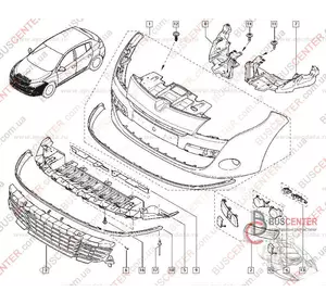 Решетка переднего бампера Renault Megane 622543994R Решетка переднего бампера Renault Megane 622543994R