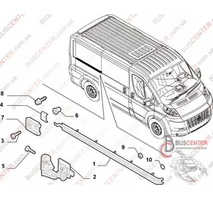 Направляющая двери боковой сдвижной правой Fiat Ducato 1363923080 Направляющая двери боковой сдвижной правой Fiat Ducato 1363923080