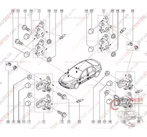 Навес двери задней левой верхний / нижний (петля) Renault Laguna 7701206968 Навес двери задней левой верхний / нижний (петля) Renault Laguna 7701206968